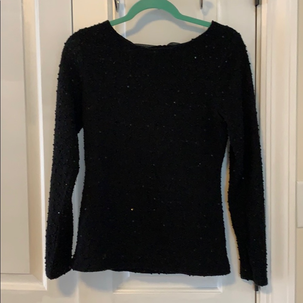 Jennifer Lopez Black Sequin Boucle Swearer